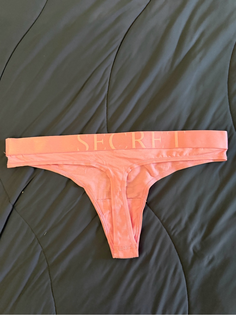 Victoria's Secret Coral Pink Thong with Branded Waistband - Picture 2 of 2